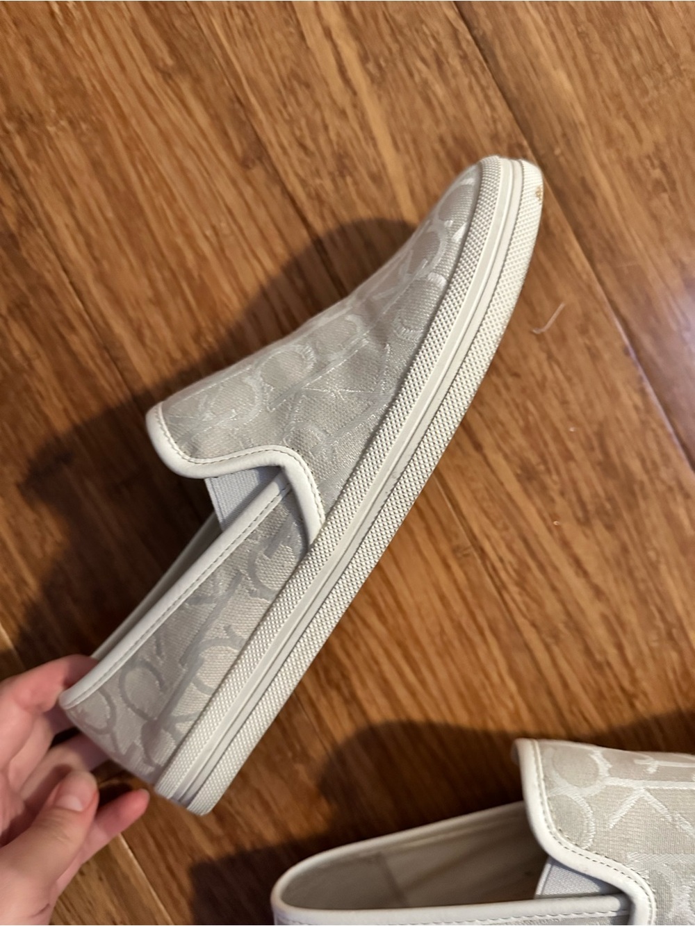 Calvin Klein Off-White Logo Slip-On Sneakers - Picture 5 of 8